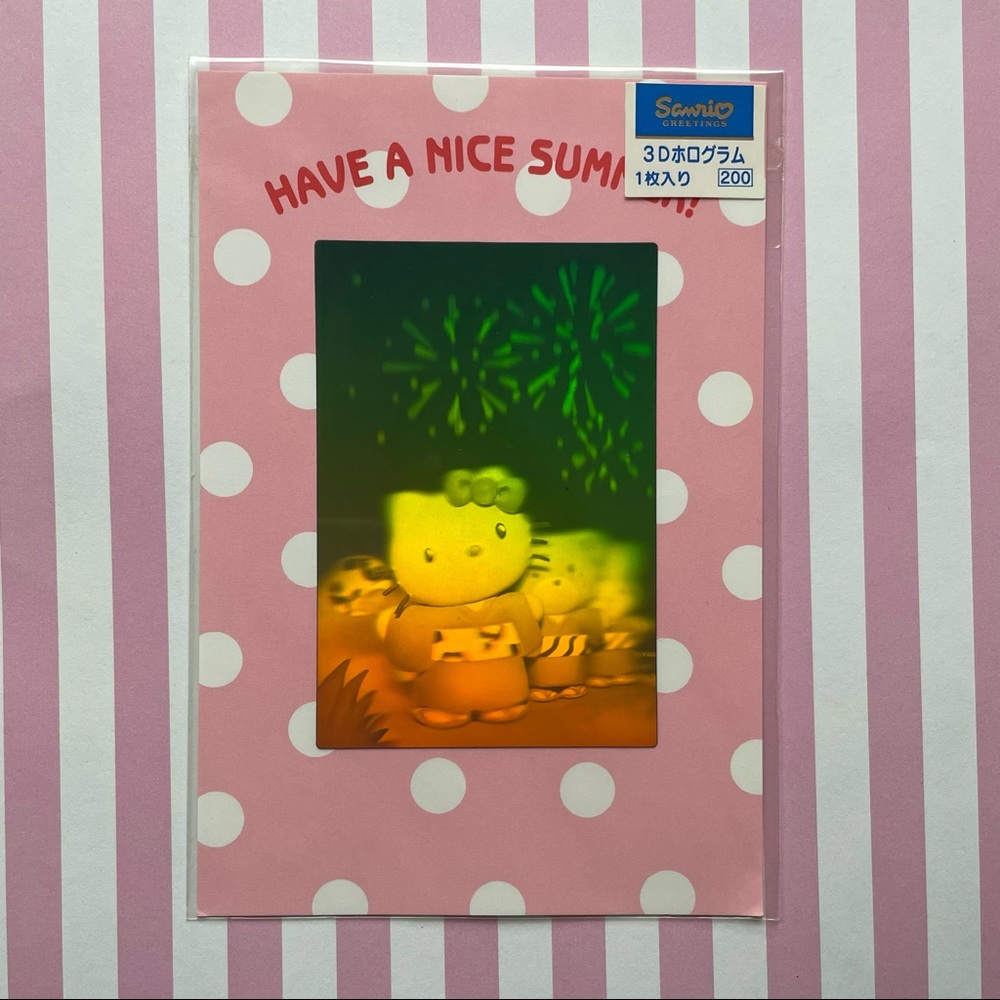 Vintage Sanrio - Hello Kitty "Have a nice summer" lenticular postcard. AS IS.